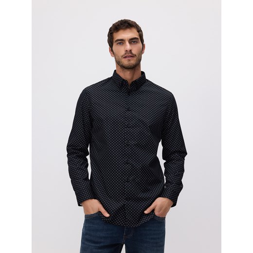Reserved - Koszula slim fit z bawełną - czarny ze sklepu Reserved w kategorii Koszule męskie - zdjęcie 181912491