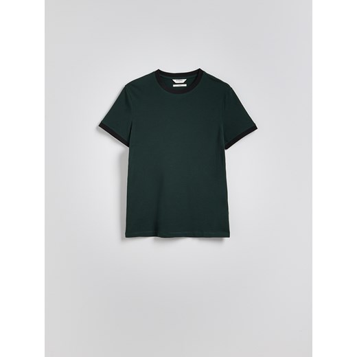 Reserved - Bawełniany t-shirt slim fit - ciemnozielony Reserved XL Reserved