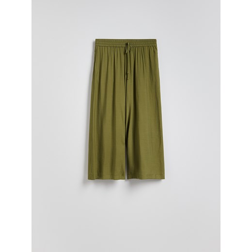 Reserved - Spodnie z wiskozą - oliwkowy Reserved S Reserved