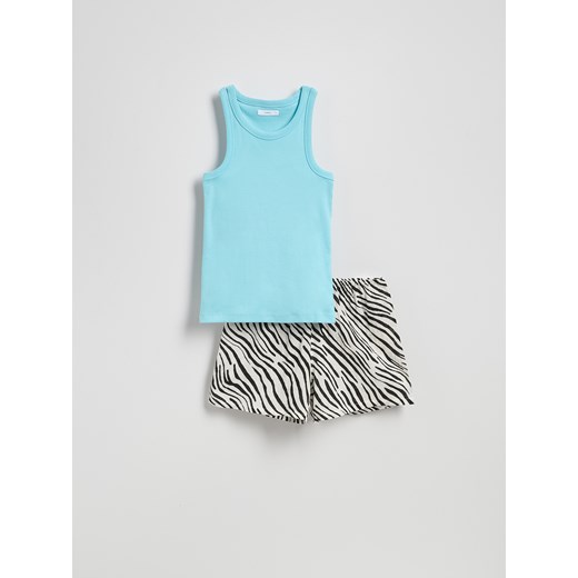 Reserved - Dwuczęściowa piżama z bawełny - wielobarwny Reserved M Reserved