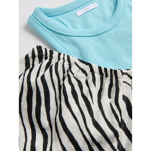 Reserved - Dwuczęściowa piżama z bawełny - wielobarwny Reserved L Reserved