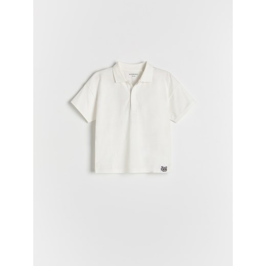 Reserved - Bawełniane polo - złamana biel ze sklepu Reserved w kategorii T-shirty chłopięce - zdjęcie 181913722