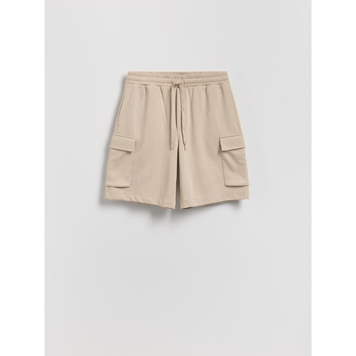 Reserved - Bawełniane szorty cargo - beżowy Reserved M Reserved