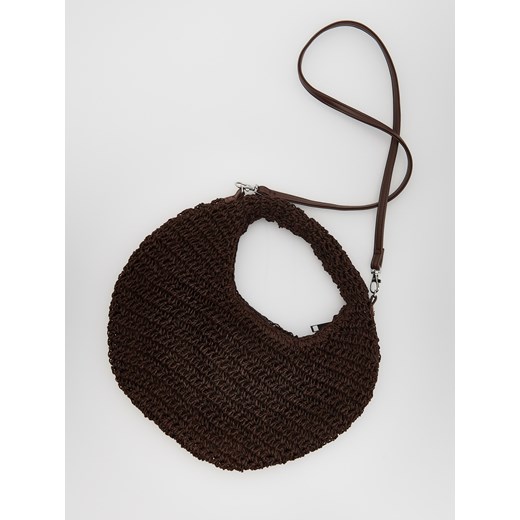 Reserved - Pleciona torebka z koralikami - ciemnobrązowy Reserved ONE SIZE Reserved