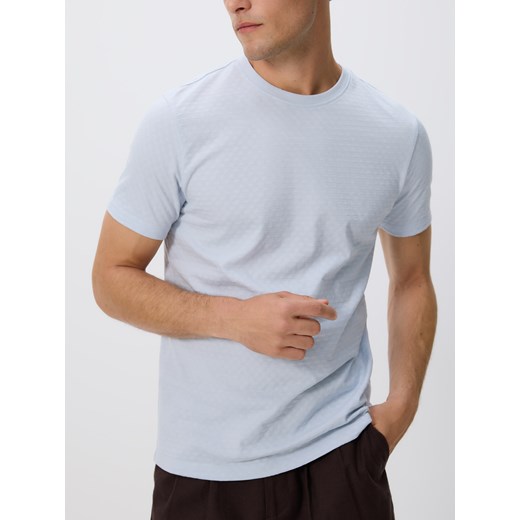 Reserved - Strukturalny t-shirt regular fit - jasnoniebieski ze sklepu Reserved w kategorii T-shirty męskie - zdjęcie 181914650
