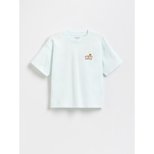 Reserved - T-shirt z nadrukiem na plecach - jasnoturkusowy Reserved 122/128 (6-8 lat) Reserved