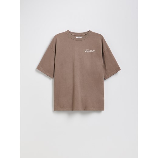 Reserved - Bawełniany t-shirt - beżowy ze sklepu Reserved w kategorii T-shirty chłopięce - zdjęcie 181916662