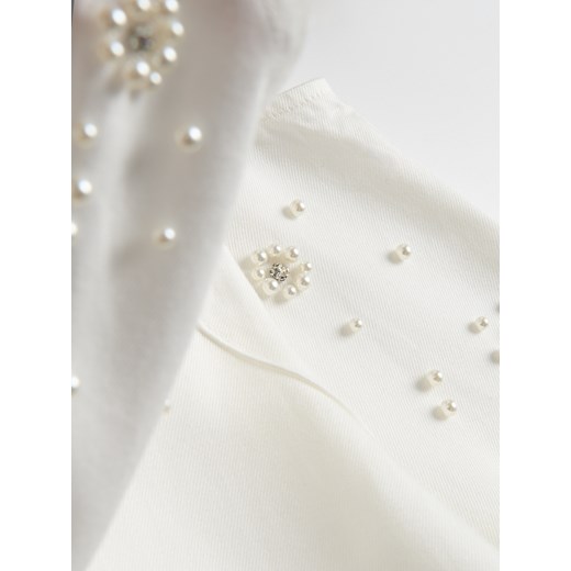Reserved - Sukienka z lyocellu ze zdobieniem - biały Reserved M Reserved