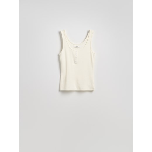 Reserved - Top na ramiączkach z modalem - złamana biel Reserved M Reserved