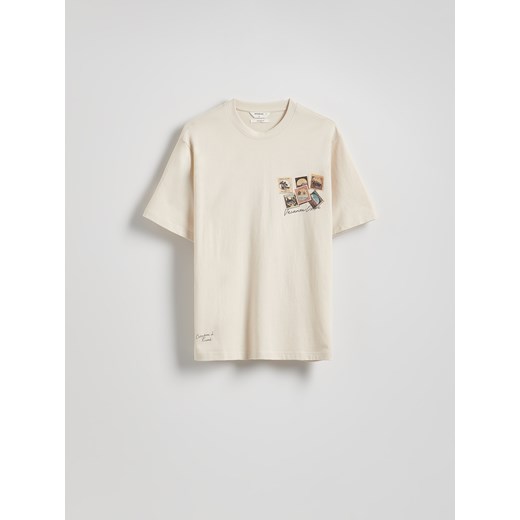 Reserved - T-shirt relaxed z nadrukiem - brzoskwiniowy ze sklepu Reserved w kategorii T-shirty męskie - zdjęcie 181918591