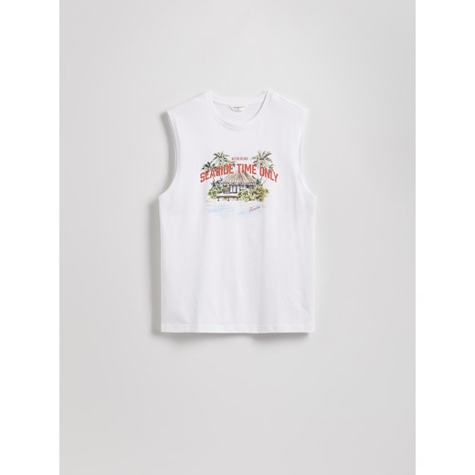 Reserved - Bawełniany tank top - biały ze sklepu Reserved w kategorii T-shirty męskie - zdjęcie 181918620