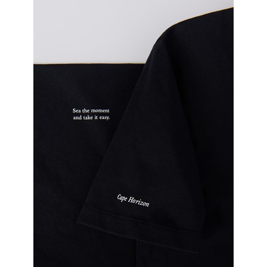 Reserved - T-shirt regular z nadrukiem - czarny Reserved L Reserved