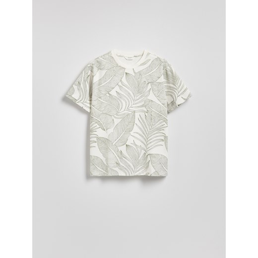 Reserved - T-shirt regular z nadrukiem allover - złamana biel Reserved S Reserved