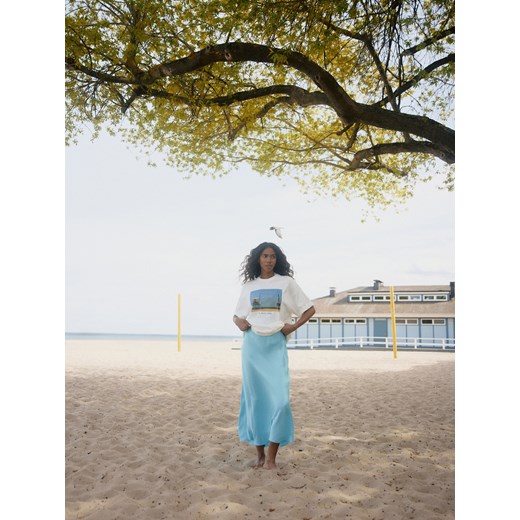 Reserved - T-shirt z nadrukiem - złamana biel Reserved L Reserved