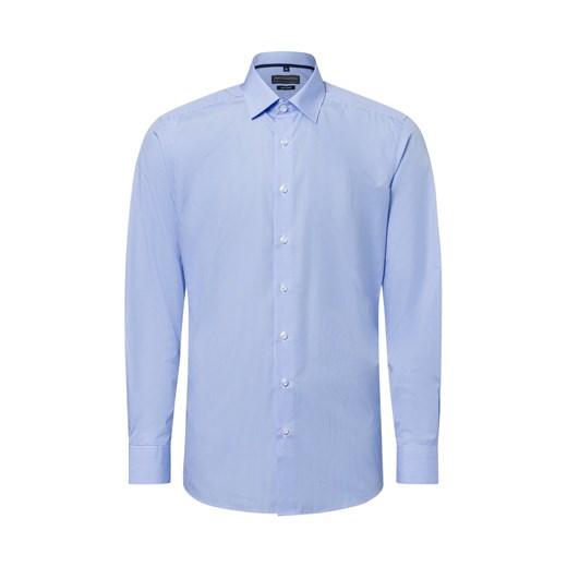 Finshley & Harding Męska koszula biznesowa - Easy Care Mężczyźni Modern Fit Bawełna jasnoniebieski w kratkę ze sklepu vangraaf w kategorii Koszule męskie - zdjęcie 181919600