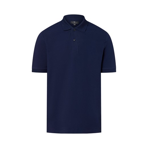 Nils Sundström Męska koszulka polo Mężczyźni Bawełna granatowy jednolity ze sklepu vangraaf w kategorii T-shirty męskie - zdjęcie 181919623