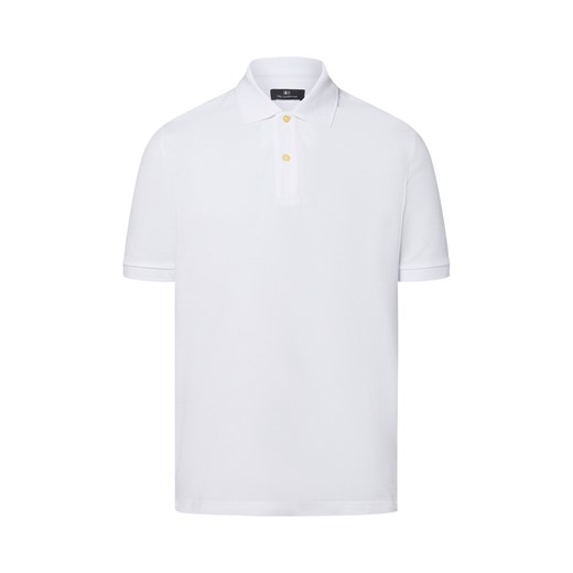 Nils Sundström Męska koszulka polo Mężczyźni Bawełna biały jednolity ze sklepu vangraaf w kategorii T-shirty męskie - zdjęcie 181919631