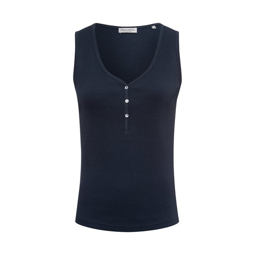 Marc O'Polo Damski top w prążki Kobiety Bawełna granatowy jednolity ze sklepu vangraaf w kategorii Bluzki damskie - zdjęcie 181919643