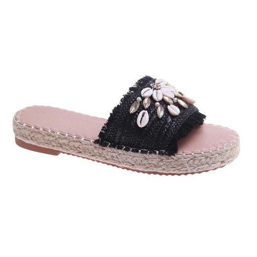 Czarne klapki na niskiej platformie /E2-2 17674 G289/ ze sklepu Pantofelek24.pl w kategorii Espadryle damskie - zdjęcie 181920121