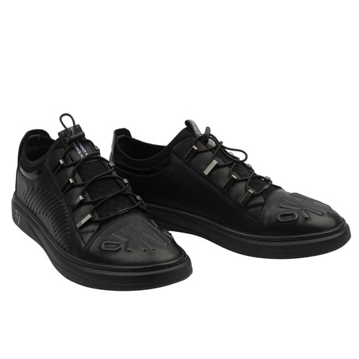 Skórzane buty sportowe męskie czarne JOHN DOUBARE S8016-XT6820-1 ze sklepu ulubioneobuwie w kategorii Buty sportowe męskie - zdjęcie 181920413