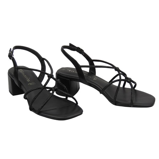 Eleganckie sandały damskie na obcasie czarne Tamaris 1-28236-42 ze sklepu ulubioneobuwie w kategorii Sandały damskie - zdjęcie 181920493