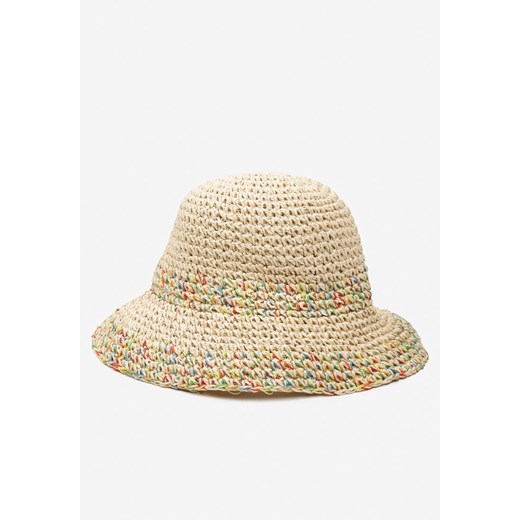 Jasnobeżowy Pleciony Kapelusz Typu Bucket z Ozdobnymi Nitkami Alivena ONE SIZE promocyjna cena born2be.pl