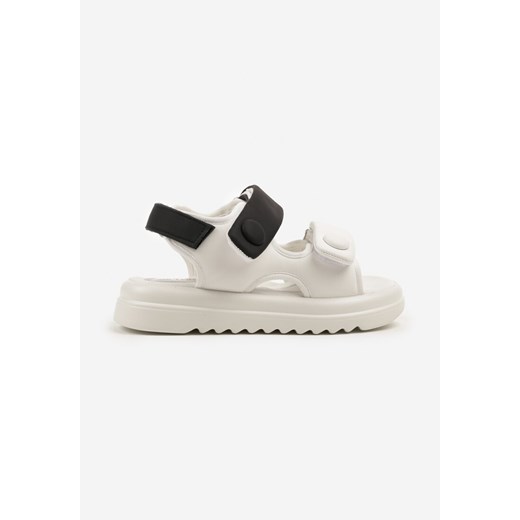 Biało-Czarne Sandały Chunky ze Skórzaną Wkładką i Zapięciem na Rzep Davionelle 30 okazja born2be.pl