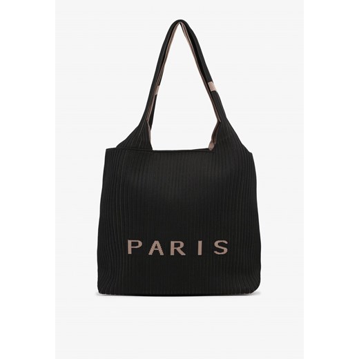 Czarna Torebka Shopperka z Ozdobnymi Tłoczeniami Salunetia ze sklepu born2be.pl w kategorii Torby Shopper bag - zdjęcie 181922372