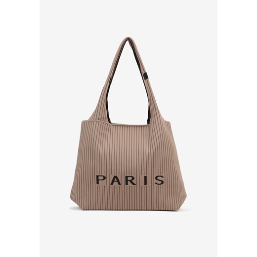 Beżowa Torebka Shopperka z Ozdobnymi Tłoczeniami Salunetia ze sklepu born2be.pl w kategorii Torby Shopper bag - zdjęcie 181922381