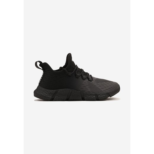 Szaro-Czarne Wsuwane Buty Sportowe Sneakersy z Siateczki na Tłoczonej Podeszwie Salafina ze sklepu born2be.pl w kategorii Buty sportowe męskie - zdjęcie 181922492