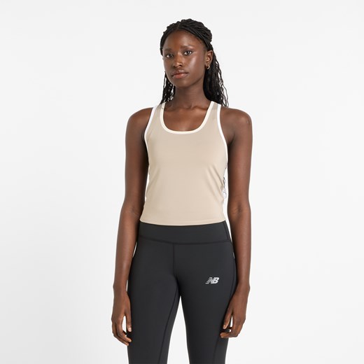 Koszulka damska New Balance WT51401ADS – beżowa ze sklepu New Balance Poland w kategorii Bluzki damskie - zdjęcie 181924832
