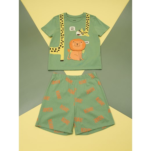 Sinsay - Piżama dwuczęściowa z motywem zwierzęcym - zielony Sinsay 104 (3-4 l) Sinsay