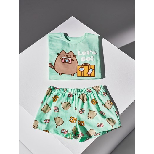 Sinsay - Piżama dwuczęściowa Pusheen the Cat - zielony Sinsay 140 (9-10 l) Sinsay