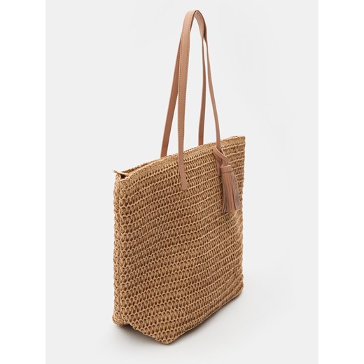 Sinsay - Pleciona torebka shopper - kremowy Sinsay One Size Sinsay