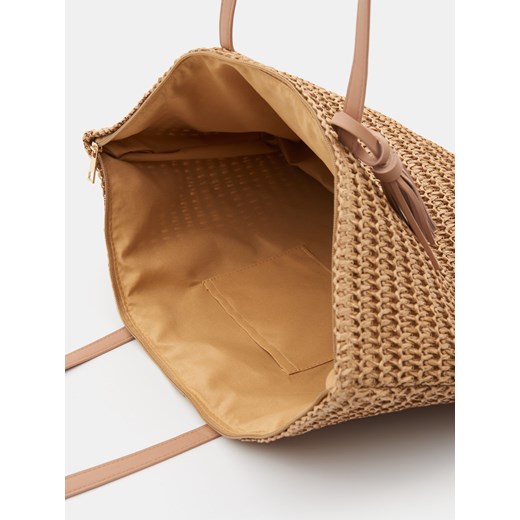 Sinsay - Pleciona torebka shopper - kremowy Sinsay One Size Sinsay