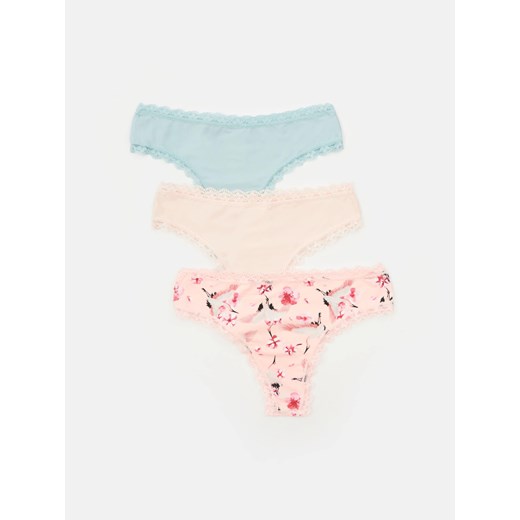 Sinsay - Majtki brazyliany z koronką 3 pack - wielobarwny Sinsay XS Sinsay