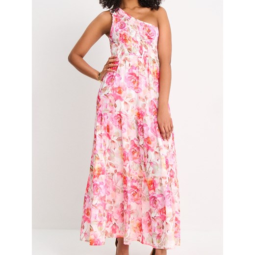 Sinsay - Sukienka midi na jedno ramię z efektem stopniowania w kwiaty - Sinsay XXL Sinsay