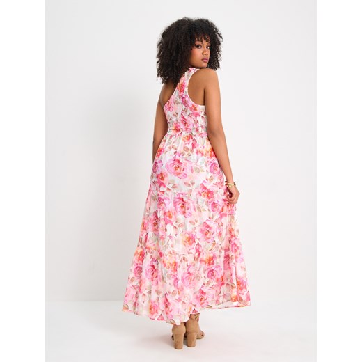 Sinsay - Sukienka midi na jedno ramię z efektem stopniowania w kwiaty - Sinsay S Sinsay