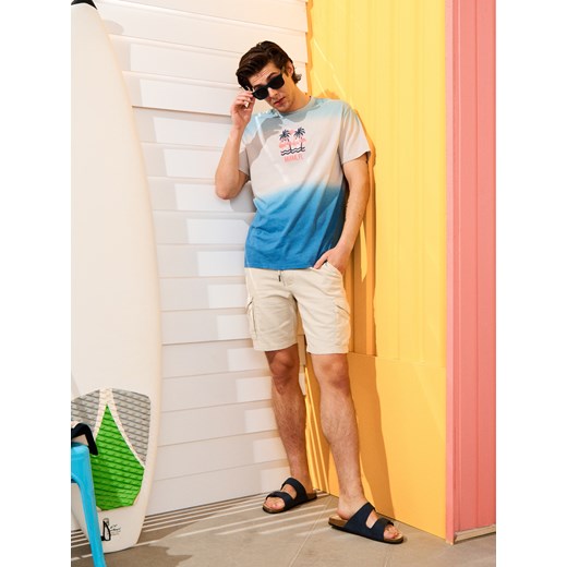 Sinsay - Koszulka ombre - kremowy Sinsay XL Sinsay