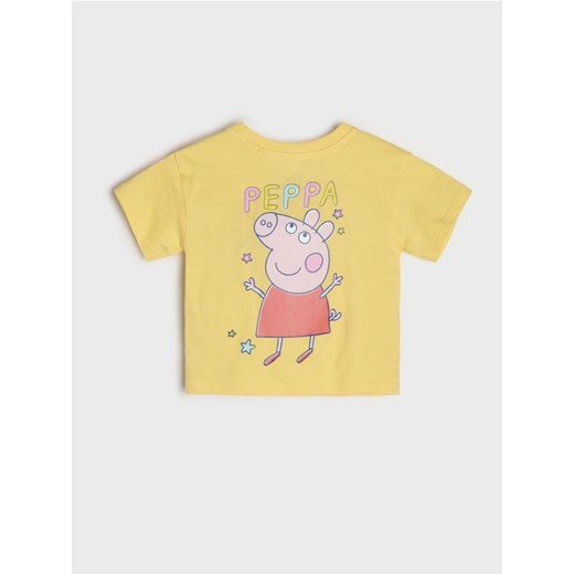 Sinsay - Koszulka z ozdobnym printem na plecach Peppa Pig - żółty ze sklepu Sinsay w kategorii Bluzki dziewczęce - zdjęcie 181929632