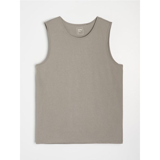 Sinsay - Bawełniany tank top basic - szary Sinsay S Sinsay