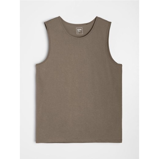 Sinsay - Bawełniany tank top basic - brązowy ze sklepu Sinsay w kategorii T-shirty męskie - zdjęcie 181929902