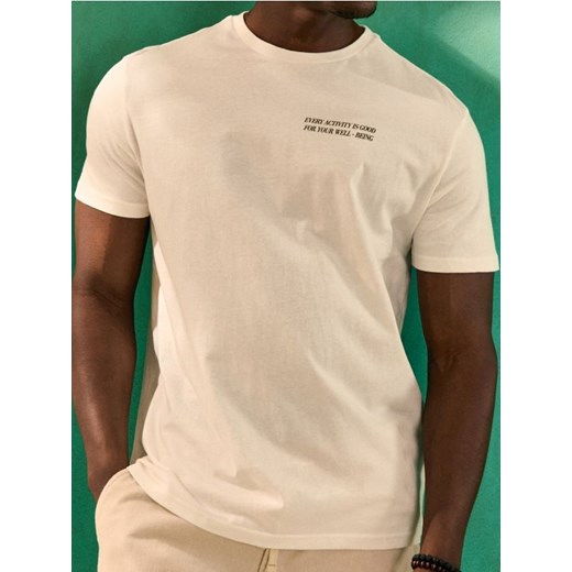 Sinsay - Koszulka z napisem - kremowy ze sklepu Sinsay w kategorii T-shirty męskie - zdjęcie 181930080