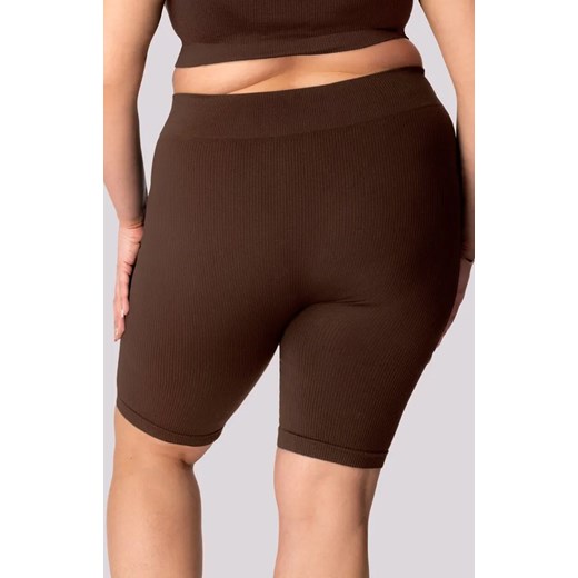 Mona kolarki damskie w kolorze caffe Ribbed Plus Size, Kolor caffe, Rozmiar 2XL, Mona ze sklepu Intymna w kategorii Szorty - zdjęcie 181932070