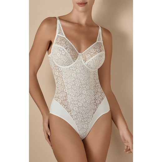 Koronkowe body damskie perłowe Graziella, Kolor perłowy, Rozmiar 70C, Selene ze sklepu Intymna w kategorii Body damskie - zdjęcie 181932203