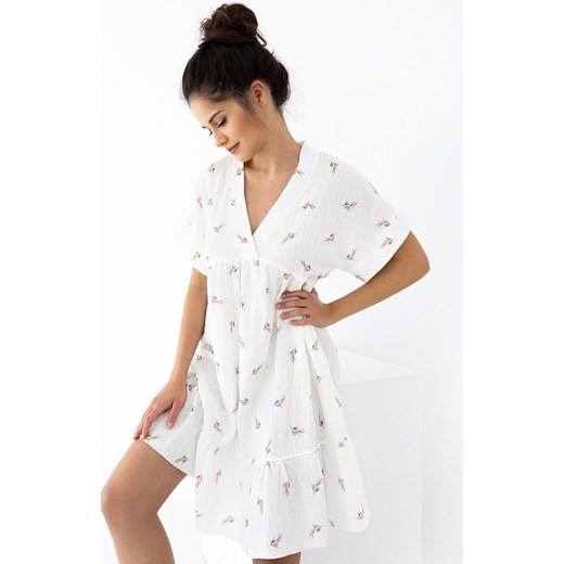 Damska koszula nocna Nastia, Kolor ecru-wzór, Rozmiar S, SENSIS ze sklepu Intymna w kategorii Koszule nocne - zdjęcie 181932282