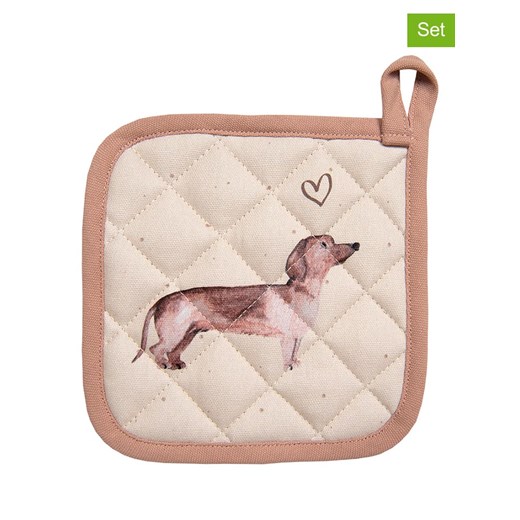 Clayre &amp; Eef Łapki kuchenne (2 szt.) w kolorze beżowym - 20 x 20 cm ze sklepu Limango Polska w kategorii Tekstylia kuchenne - zdjęcie 181932613