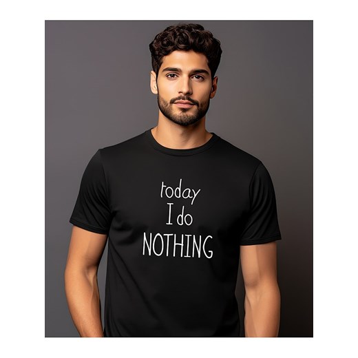 WOOOP Koszulka &quot;Today I do nothing&quot; w kolorze czarnym ze sklepu Limango Polska w kategorii T-shirty męskie - zdjęcie 181932971