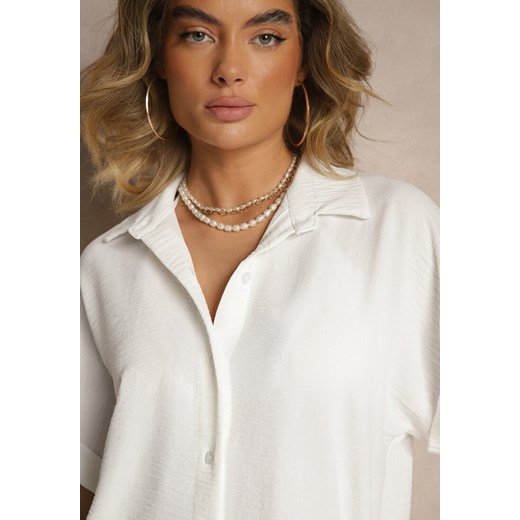 Biała Koszula o Kroju Oversize Natressa Renee ONE SIZE wyprzedaż renee.pl