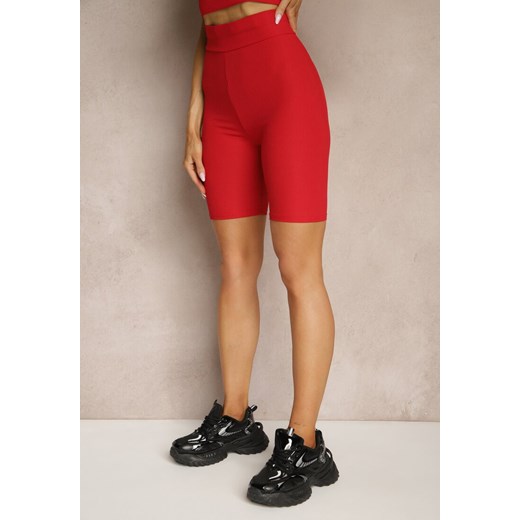 Czerwony Komplet z Prążkowanej Tkaniny Top na Ramiączkach i Kolarki Mevindra Renee ONE SIZE renee.pl okazja